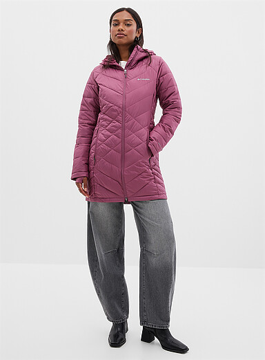 Heavenly plush hooded 3/4-length puffer jacket