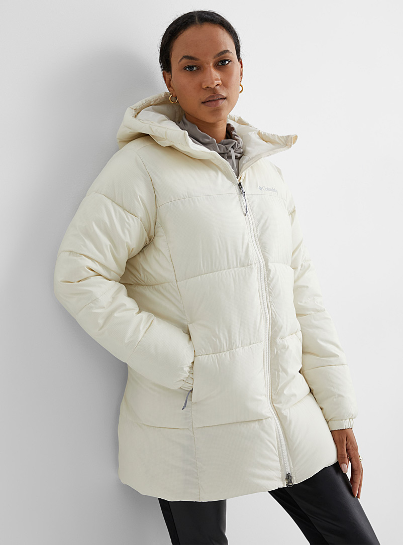 Columbia White Puffect 3/4 lightweight puffer jacket for women