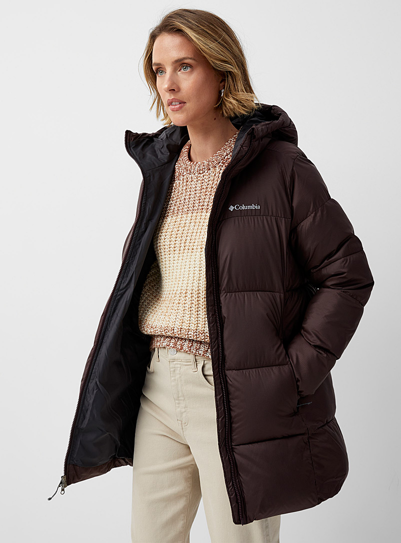 Columbia Dark Brown Puffect cocoon hood puffer jacket for women