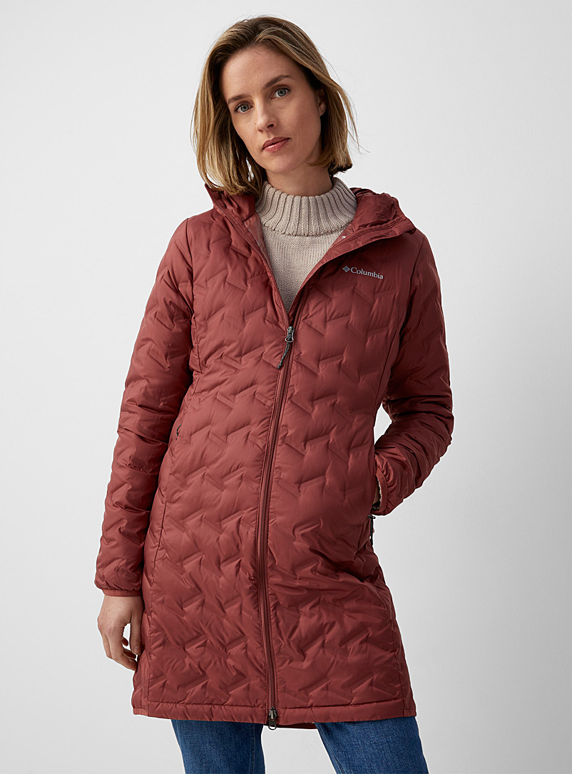 Columbia Dusty pink  Delta Ridge chevron 3/4 puffer jacket for women