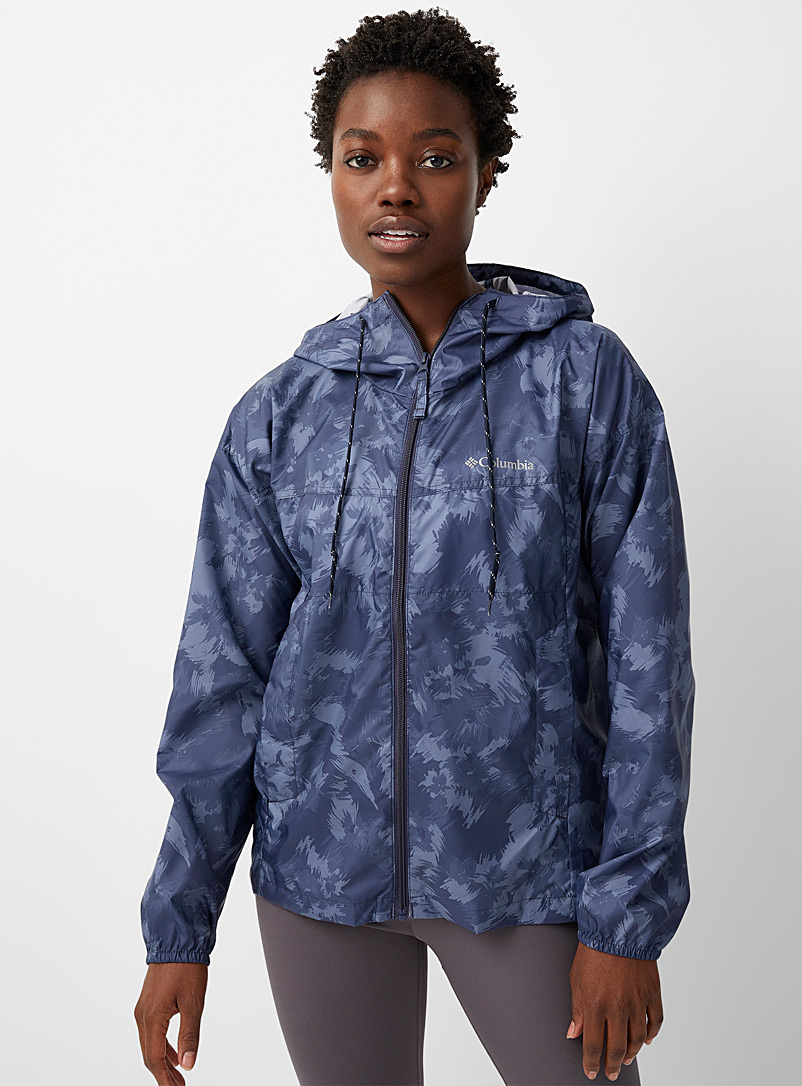 Columbia Patterned Blue Printed pattern windproof jacket for women
