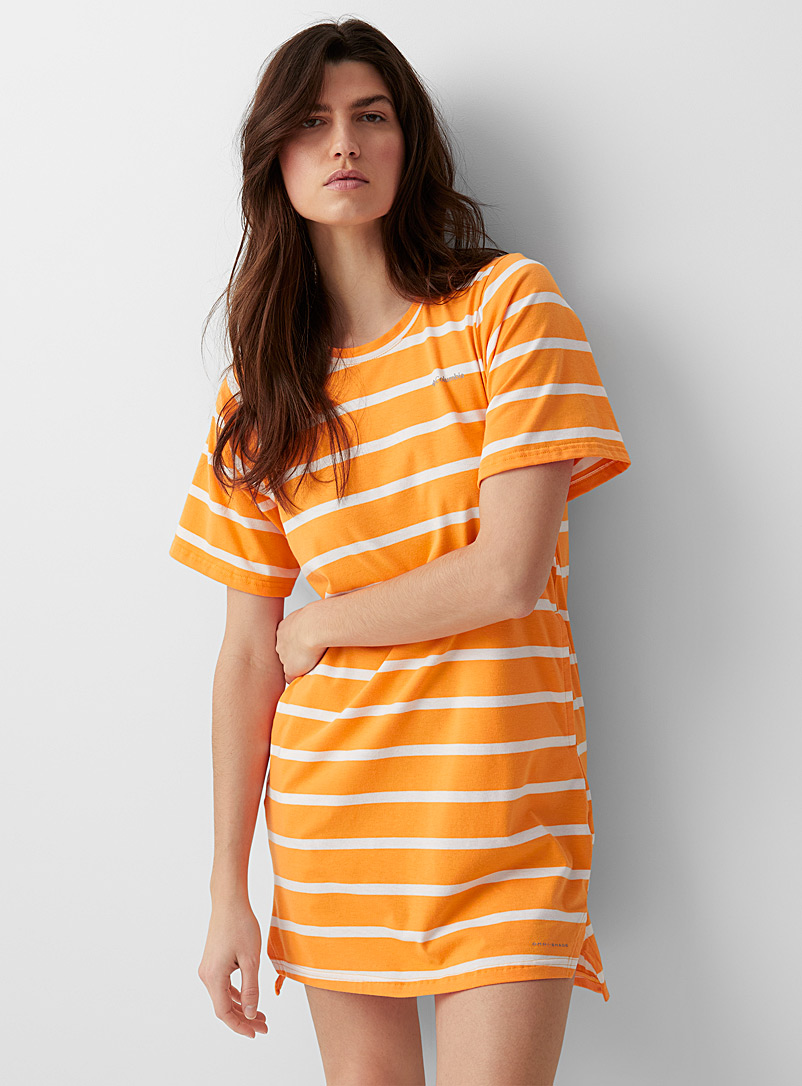 Columbia Light Orange Sun Trek striped jersey dress for women