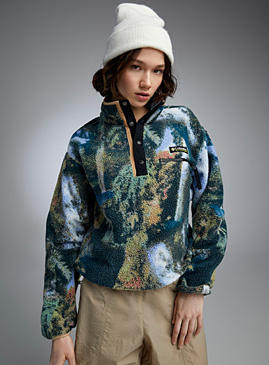 Marbled sherpa fleece jacket