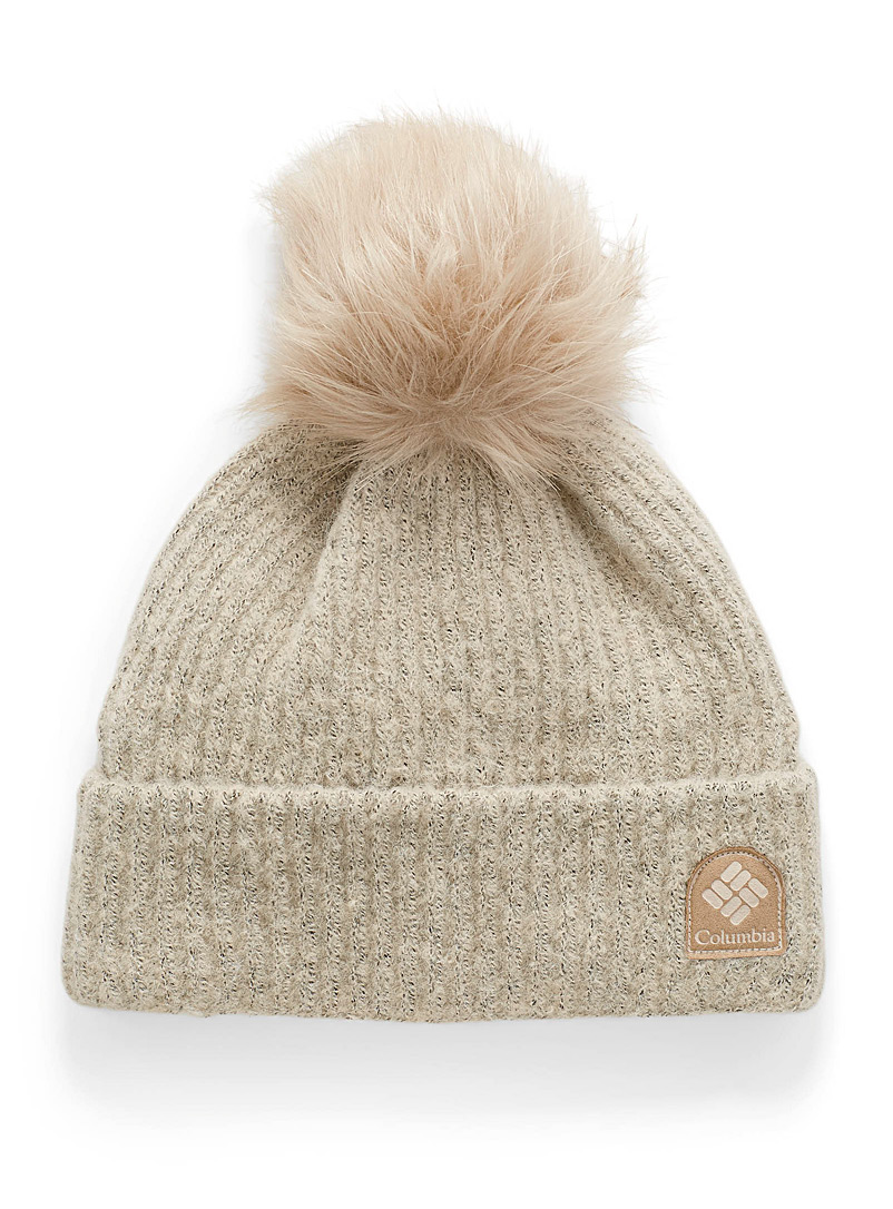 Columbia Ivory White Pompom ribbed tuque for women