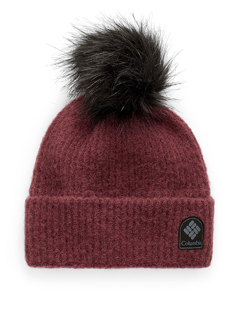 Columbia Ruby Red Pompom ribbed tuque for women