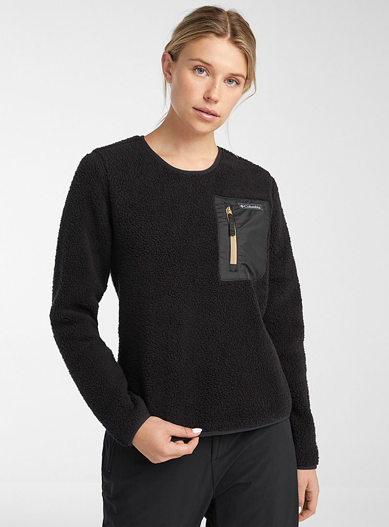 Columbia Black Nylon-pocket plush sweatshirt for women