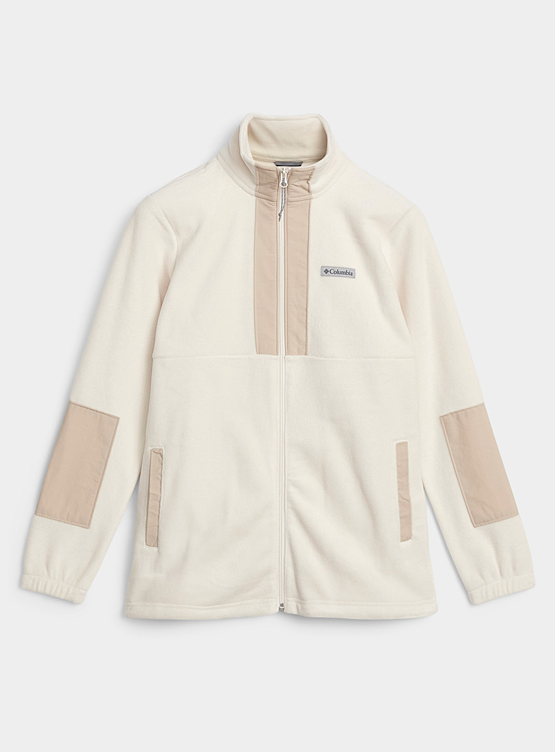 Columbia Ivory White Zipped monochrome polar fleece sweatshirt for women