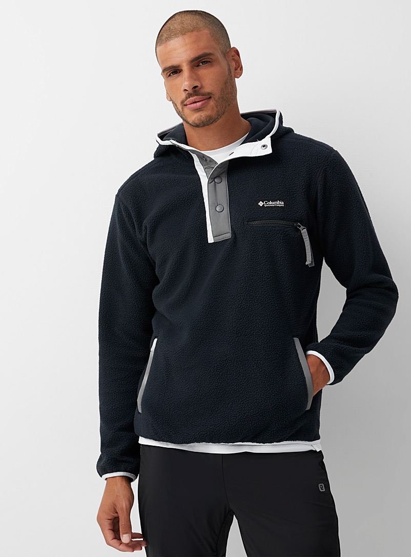 Columbia Black Helvetia half-button fleece hoodie for men