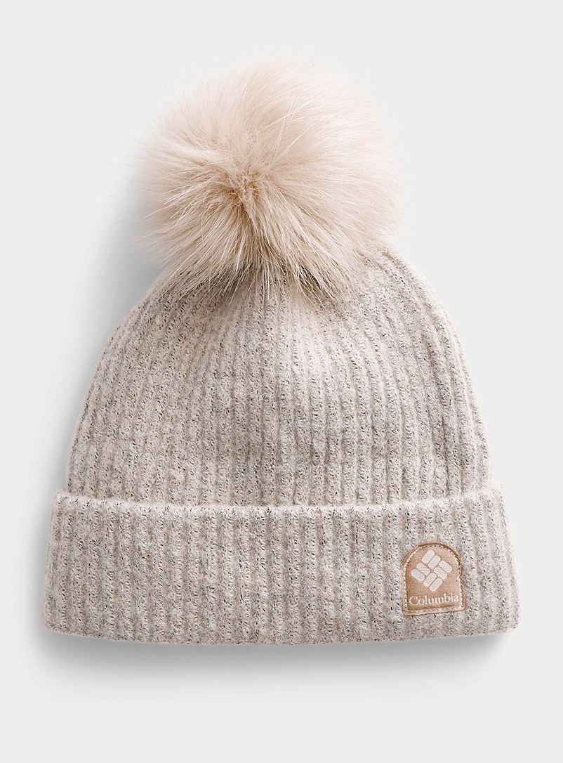 Columbia Ivory White Polar fleece-lined pompom tuque for women