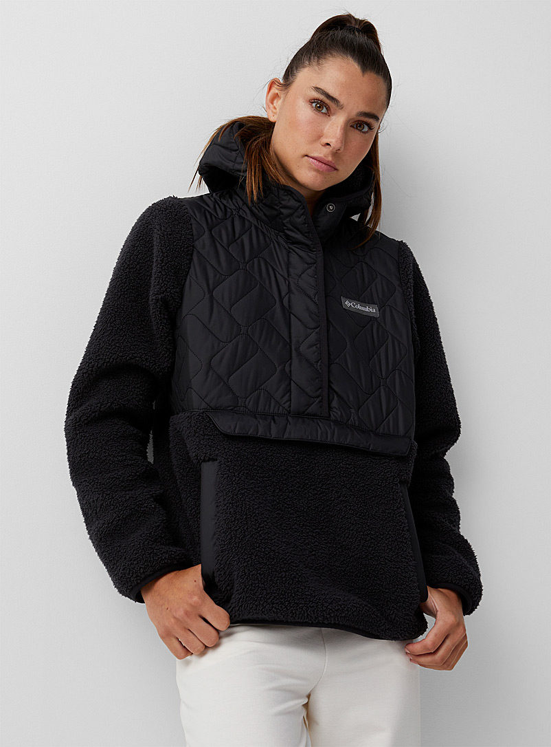 Columbia Black Quilted sherpa fleece hoodie for women