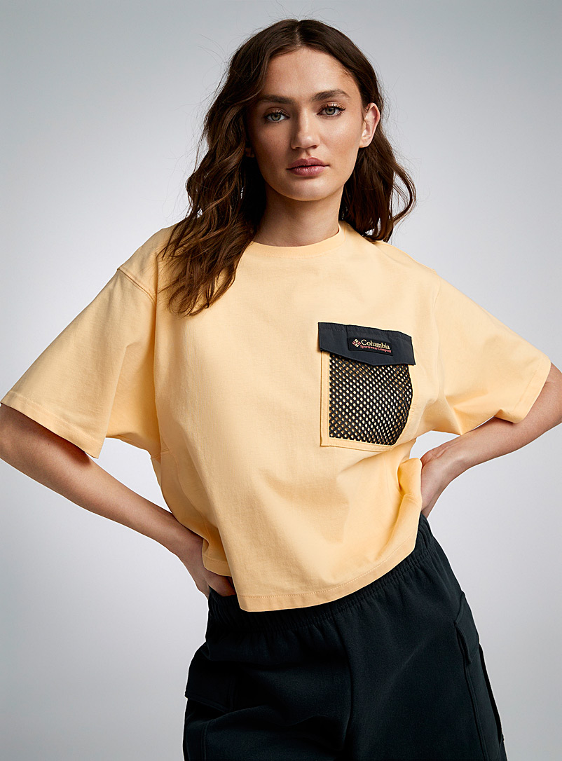Columbia Corn/Vanilla Yellow Yellow mesh-pocket T-shirt for women