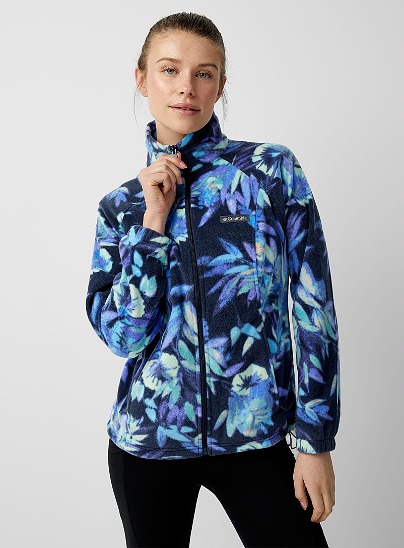 Columbia Patterned Blue Floral zip polar fleece sweatshirt for women