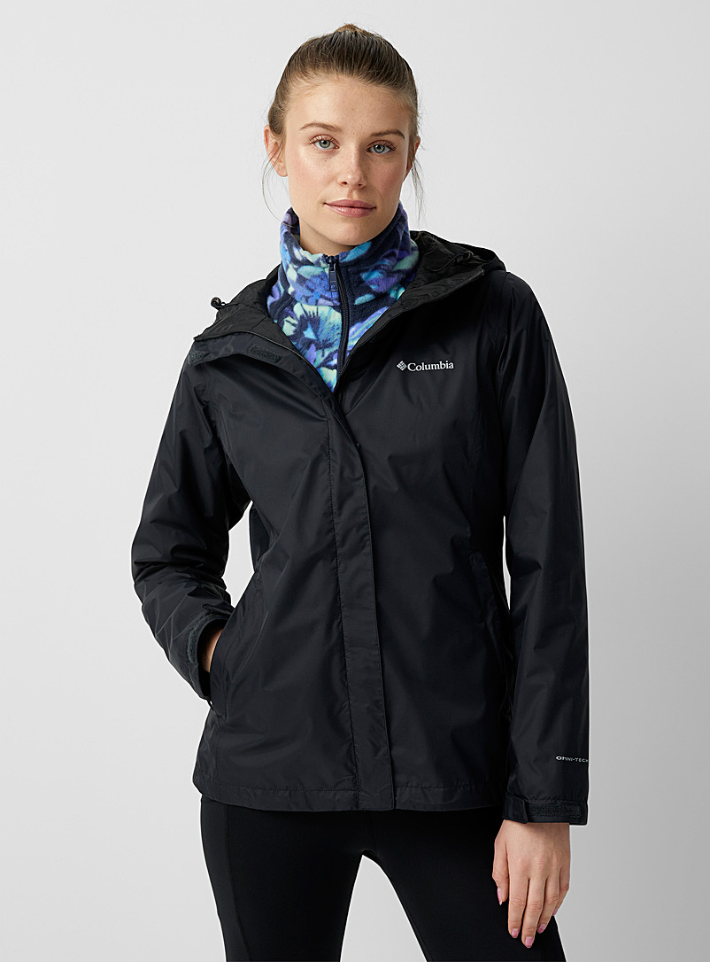 Columbia Black Arcadia packable rain jacket for women