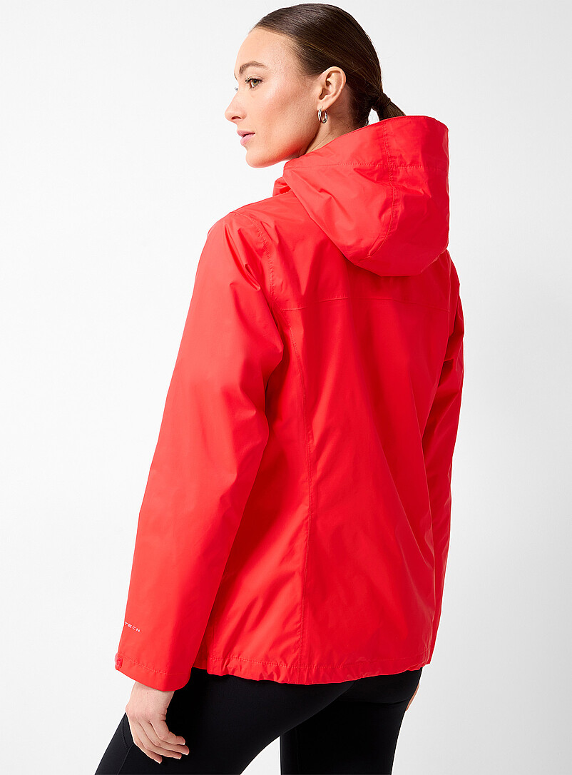 Columbia Red Arcadia packable rain jacket for women