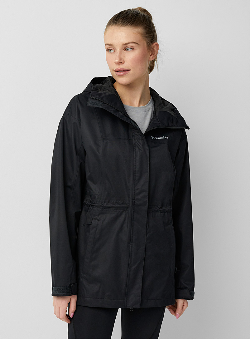 Columbia Black Hikebound long cinched raincoat for women