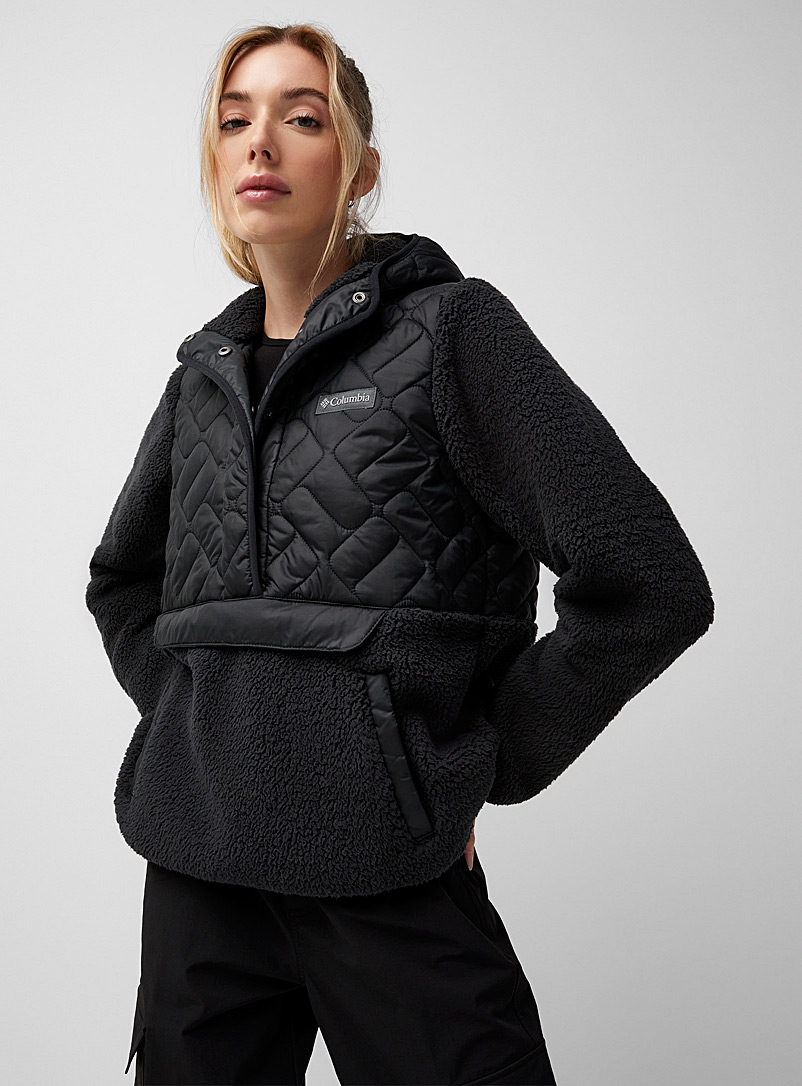 Columbia Black Quilted sherpa fleece hoodie for women