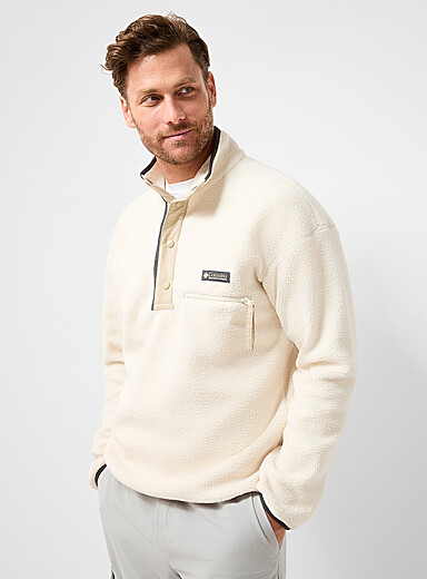 Columbia Off White Helvetia half-snap fleece sweatshirt for men