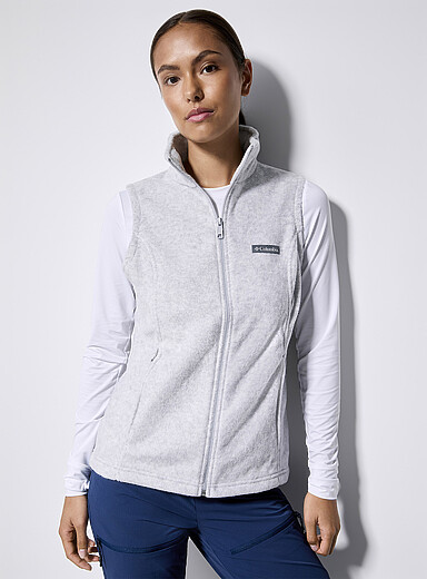 Columbia Light Grey Benton zip-up polar fleece sleeveless jacket for women