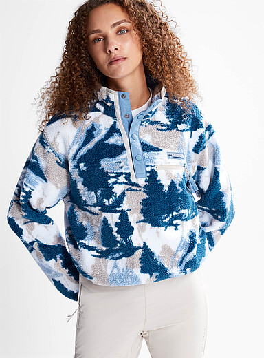 Columbia Blue Helvetia printed half-snap polar fleece sweatshirt for women
