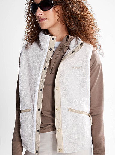 Columbia Ivory/Cream Beige Helvetia sleeveless polar fleece vest for women