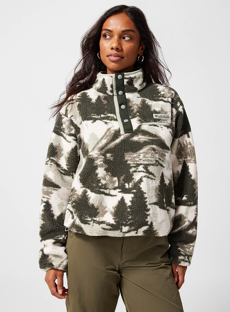 Helvetia printed half-snap polar fleece sweatshirt product image (primary)