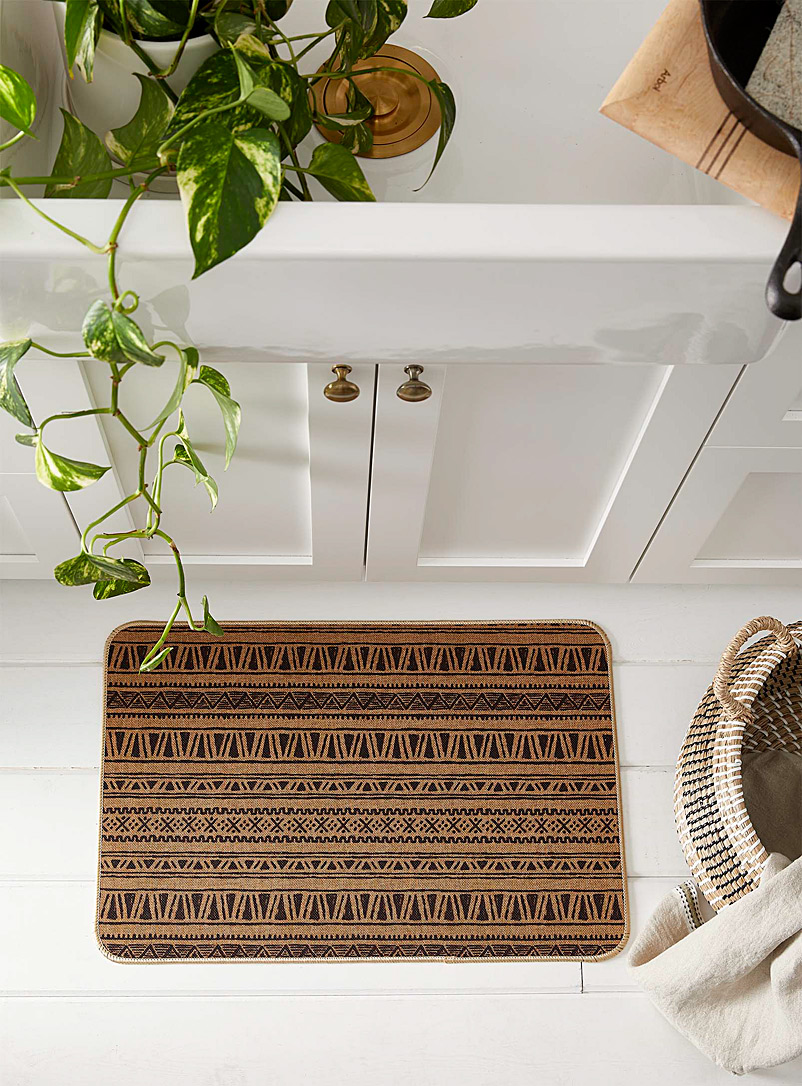 Simons Maison: Le tapis de cuisine rayures exotiques 40 x 60 cm Écru à motifs