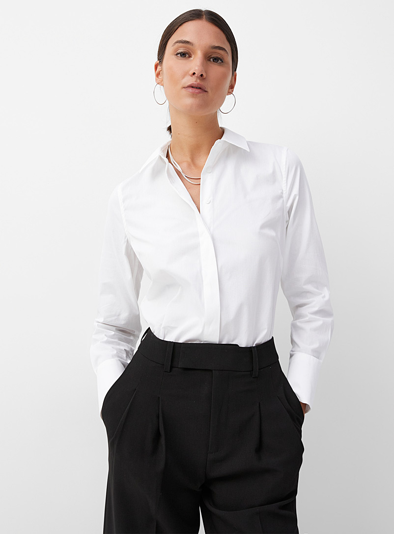 Icône: La chemise popeline extensible Ivoire blanc os pour femme