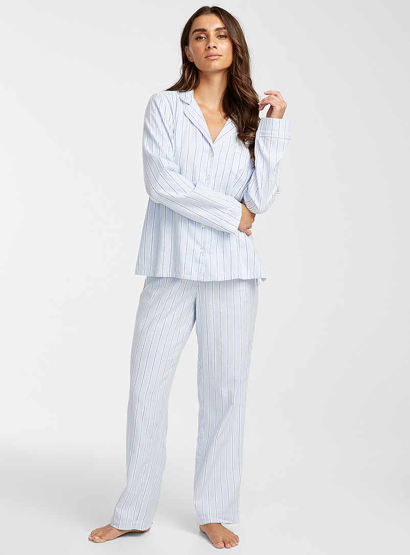 Miiyu: L'ensemble pyjama ultradoux motif classique Bleu à motifs pour femme
