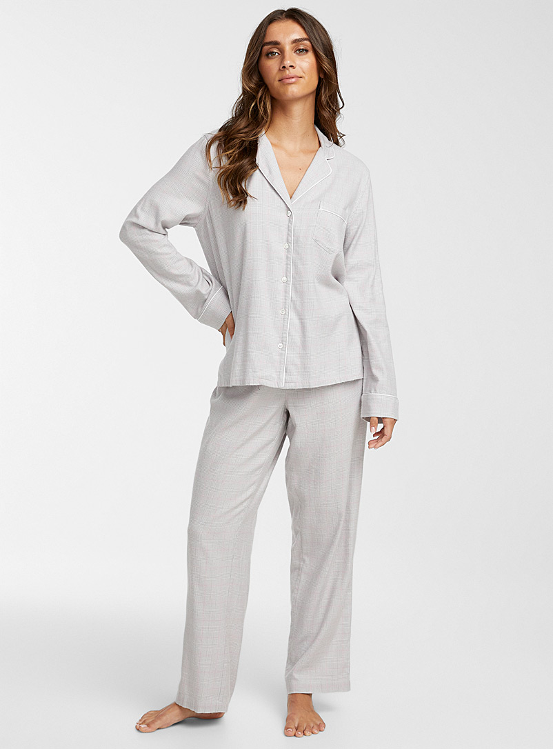 Miiyu Patterned Grey Ultra-soft classic pattern pyjama set for women