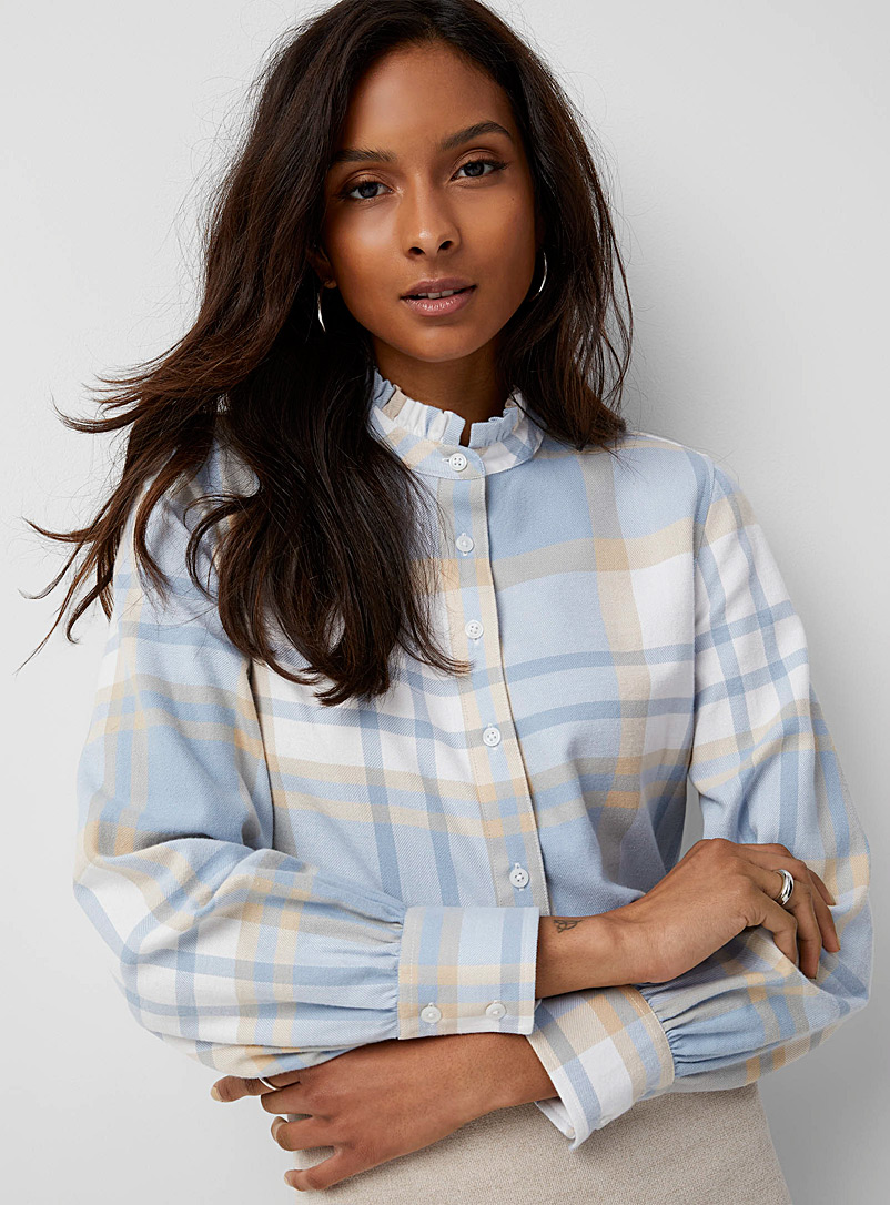 Icône Baby Blue Victorian-collar flannel shirt for women