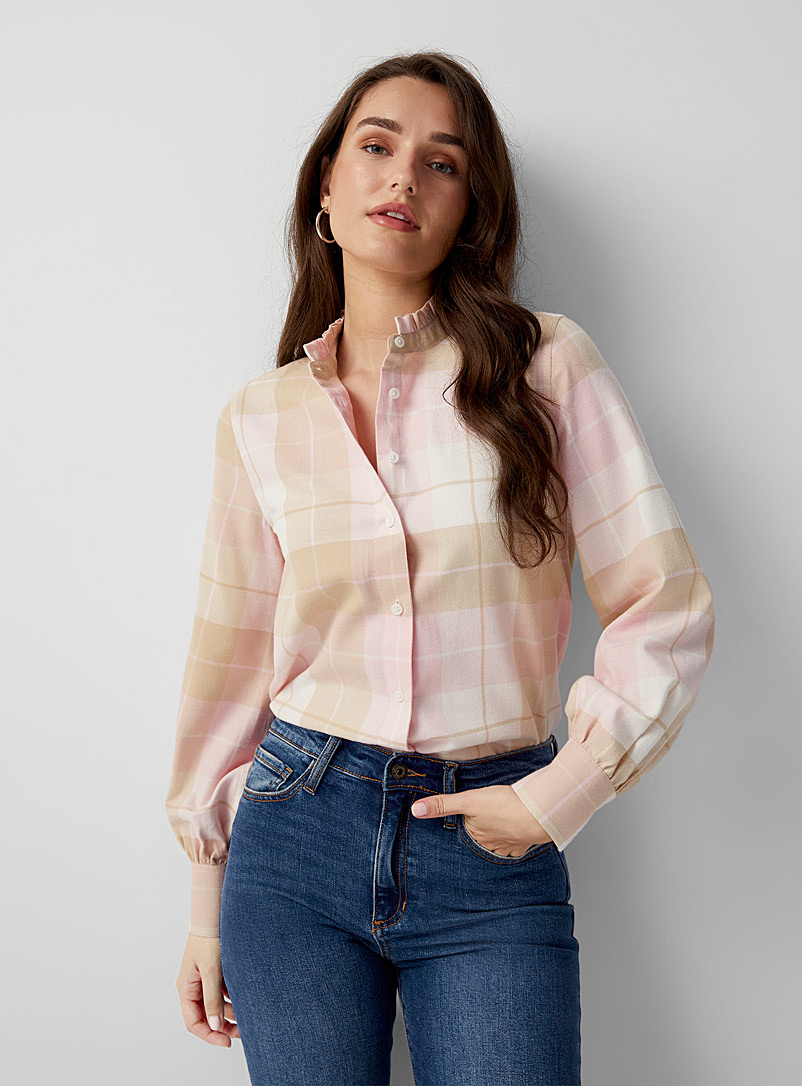 Icône Pink Victorian-collar flannel shirt for women