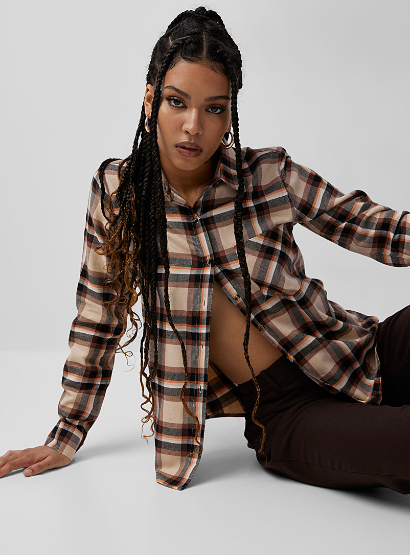 Icône Brown Checkered flannel shirt for women