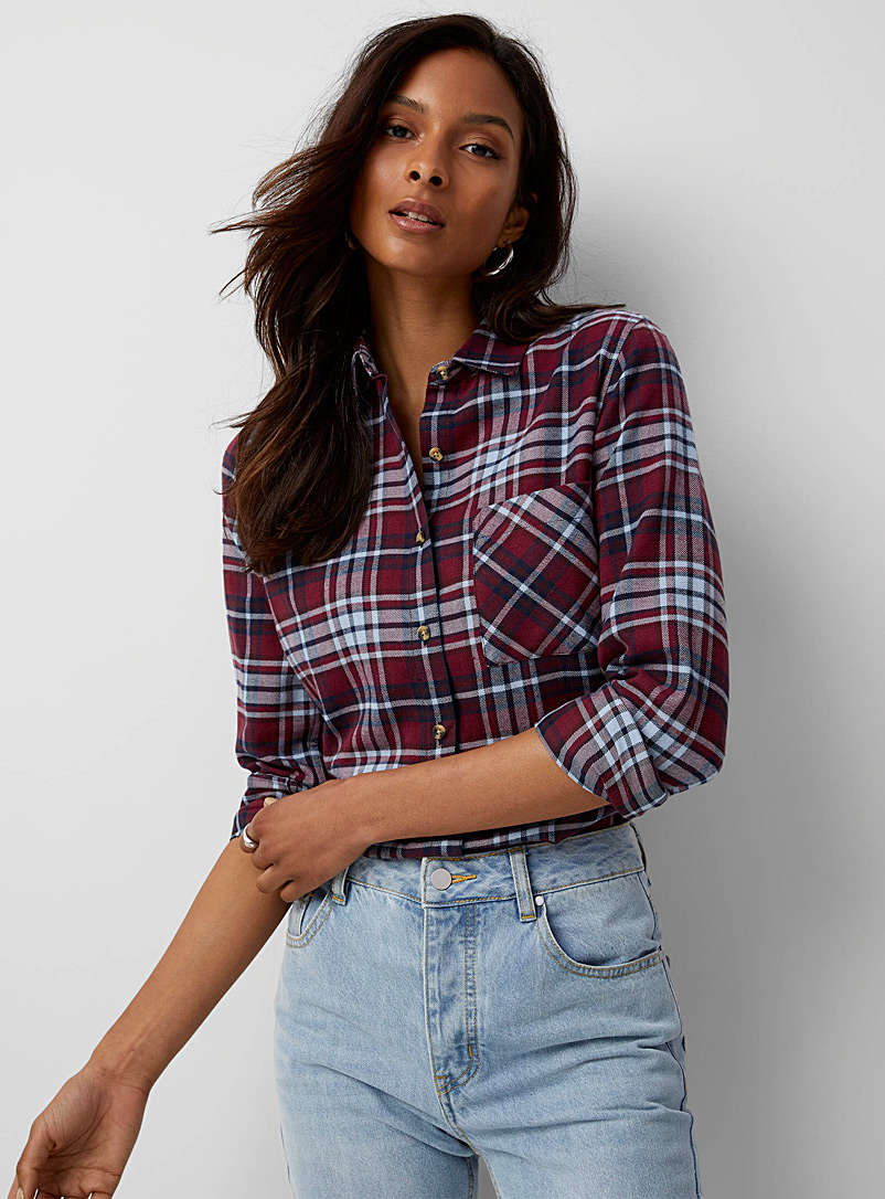 Icône Cherry Red Checkered flannel shirt for women
