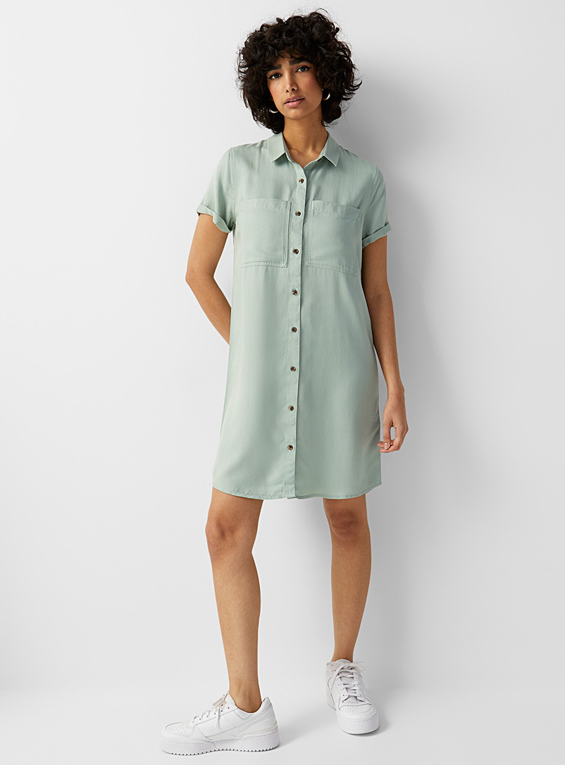 Twik: La robe chemise lyocell écolo Sarcelle-turquoise-aqua pour femme