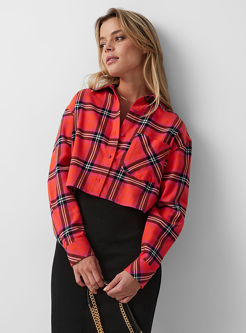 Cropped flannel shirt