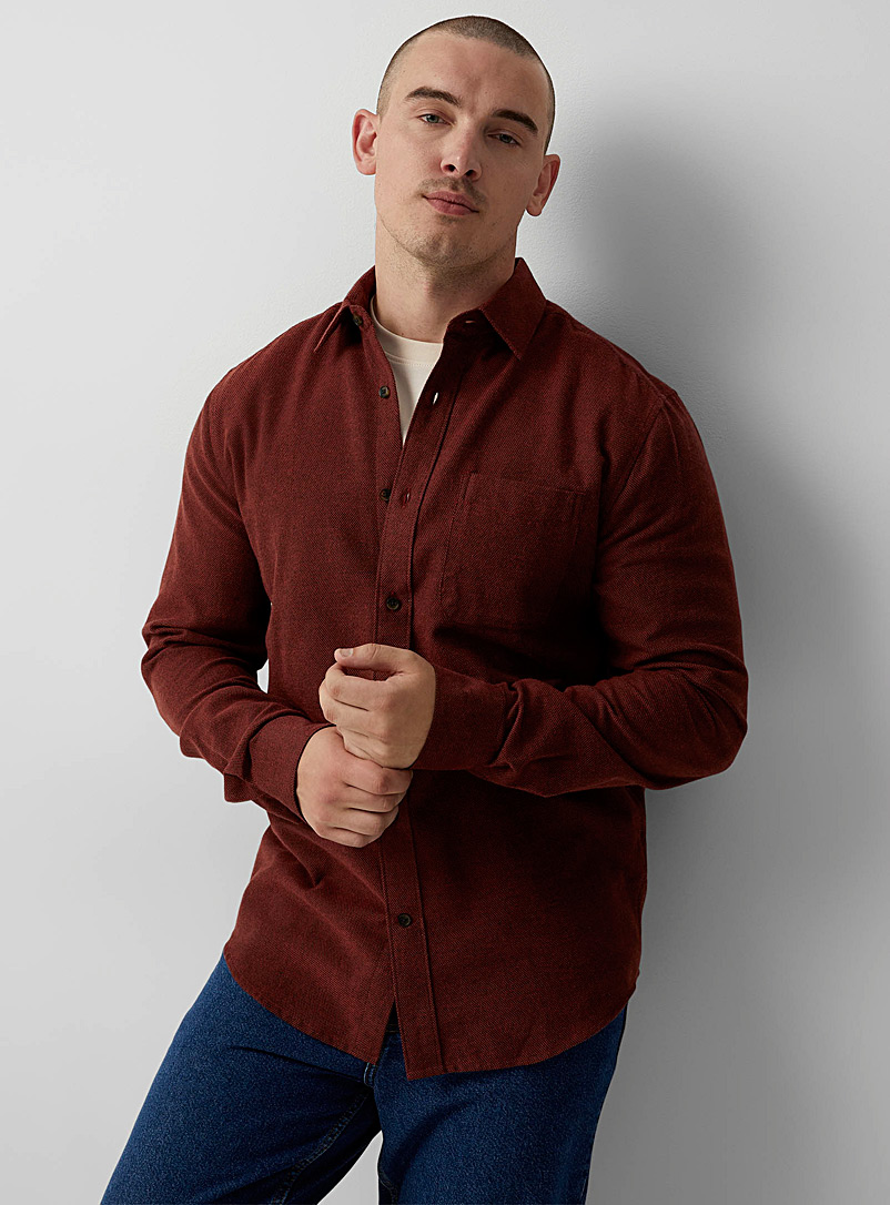 Le 31 Red Two-tone jacquard shirt Modern fit for men