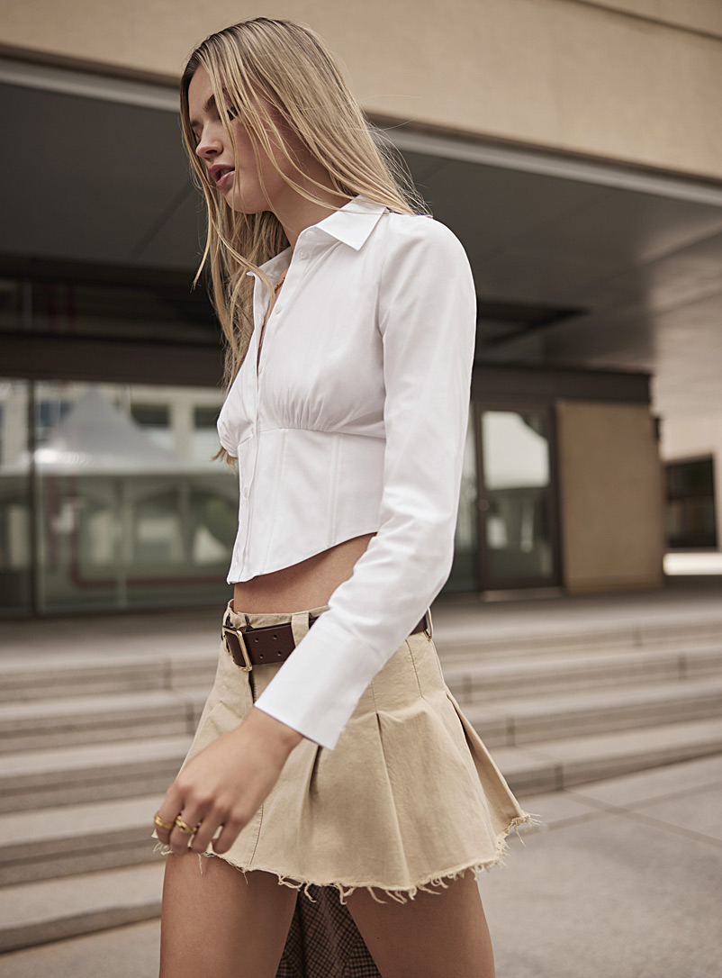 Icône: La chemise bustier popeline immaculée Blanc pour femme