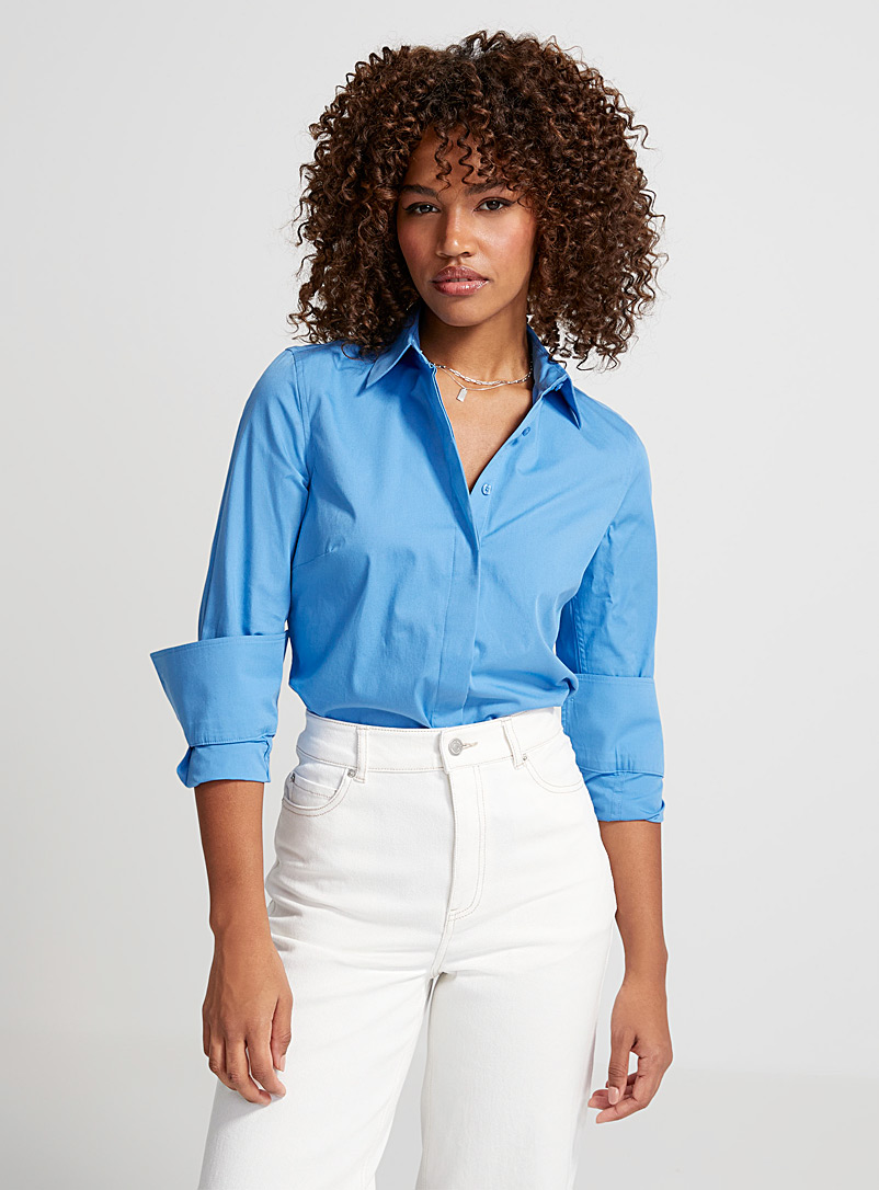 Icône: La chemise popeline coton bio Bleu pour femme