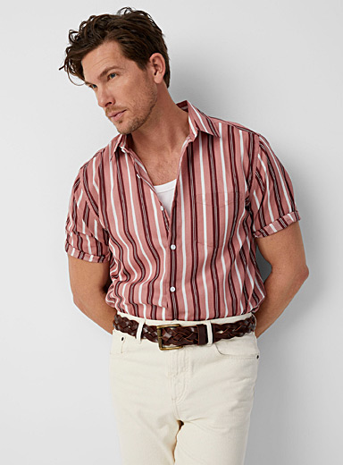 Le 31 Dusky Pink Striped modal shirt Modern fit for men