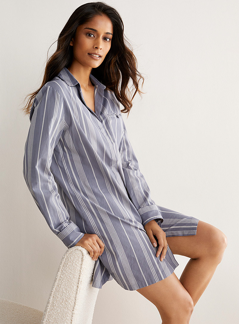 Miiyu Dark Grey Mini-textured nightshirt for women