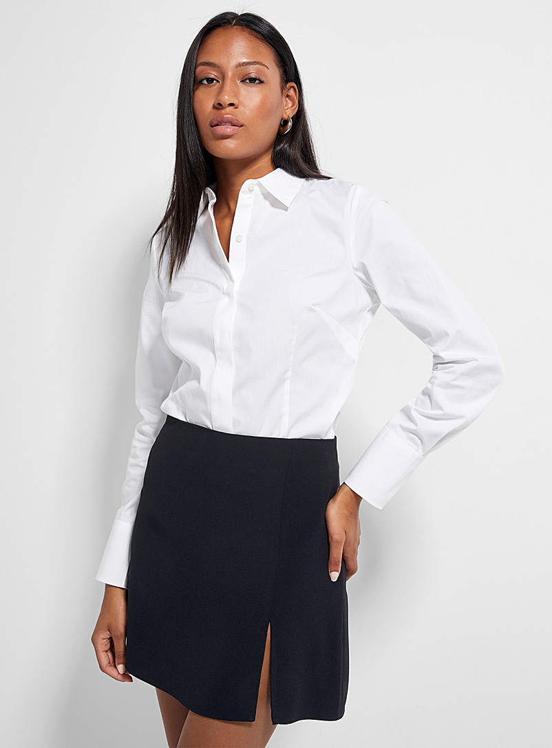 Icône White Fitted poplin shirt for women