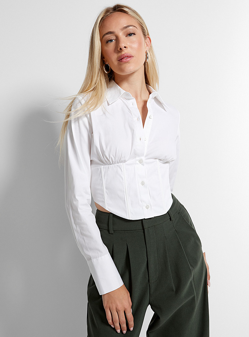 Icône White Poplin bustier shirt for women