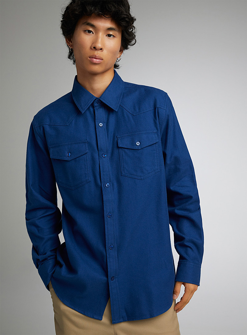 Djab Marine Blue Western flannel shirt for men