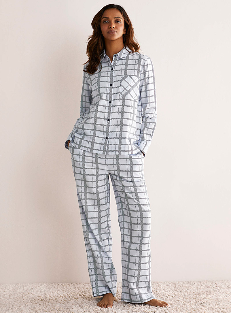 Miiyu Marine Blue Repeated pattern pyjama set for women
