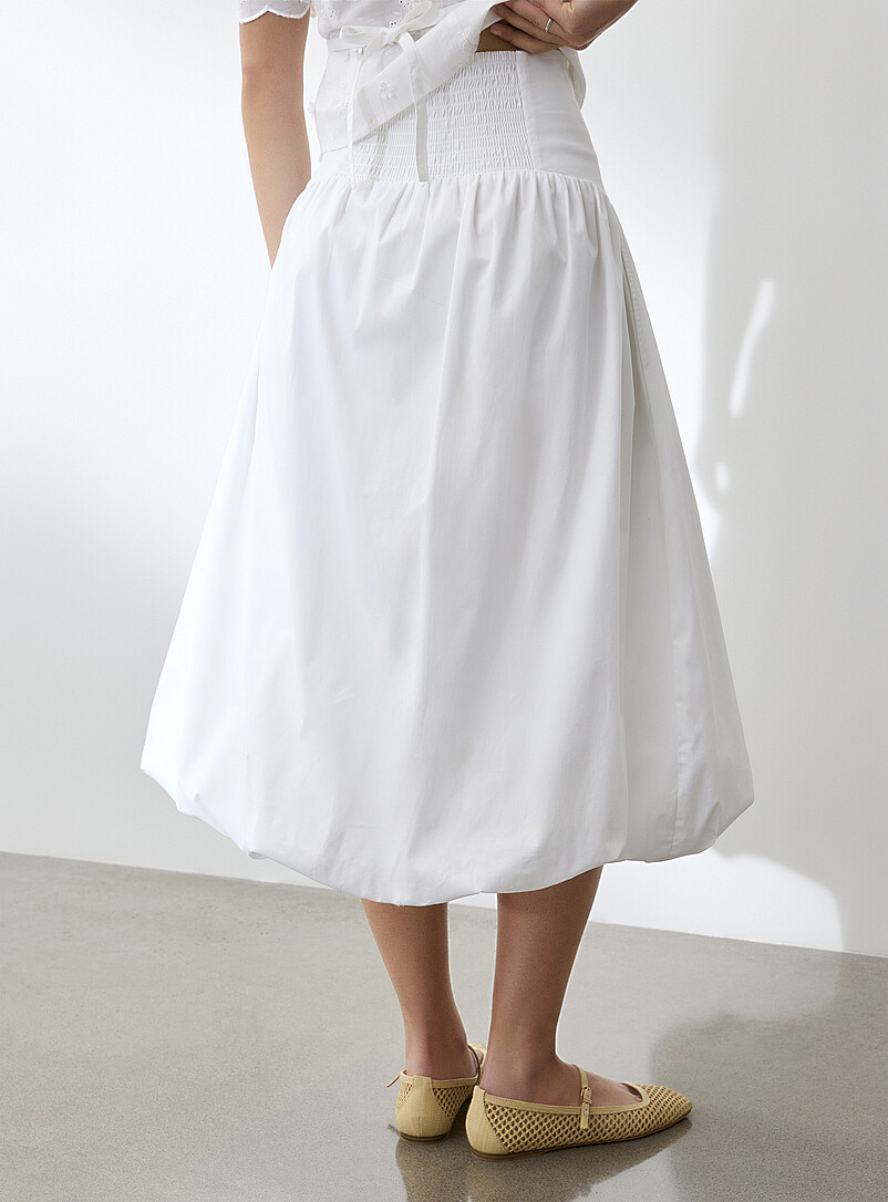 Ic&ocirc;ne White Poplin bubble skirt for women