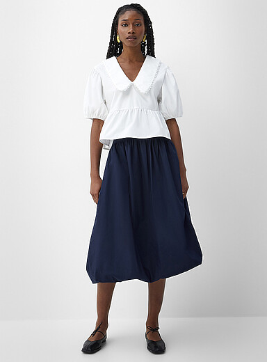 Ic&ocirc;ne Navy/Midnight Blue Poplin bubble skirt for women