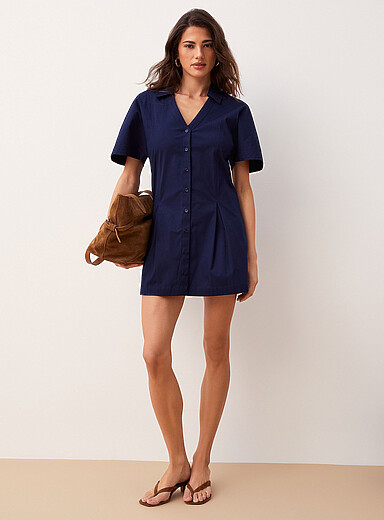 La minirobe chemise manches cape popeline
