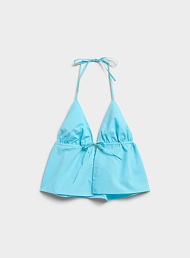 Lightweight cotton knotted halter tank