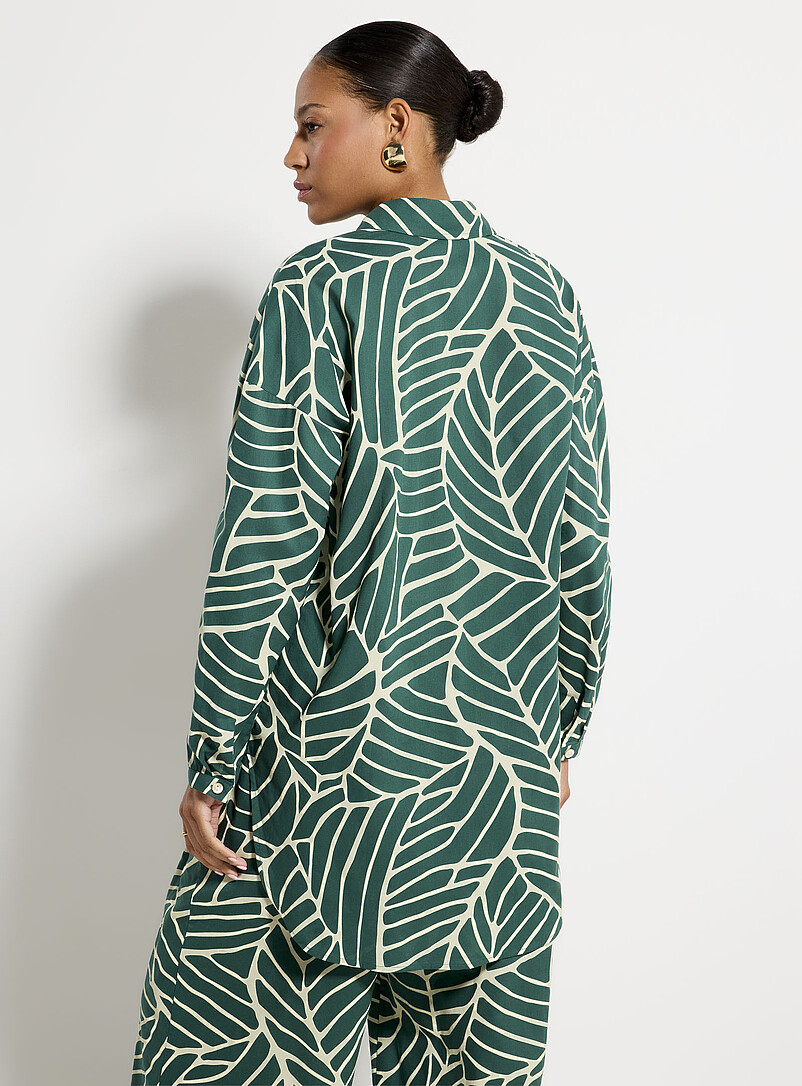 Simons: La tunique ample en coton l&eacute;ger Vert &agrave; motifs pour femme
