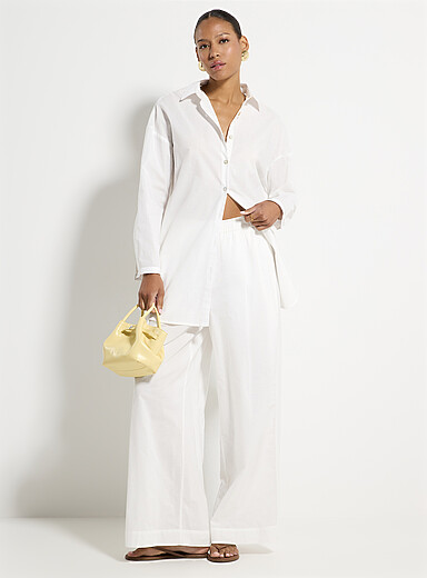 Lightweight cotton wide-leg pant
